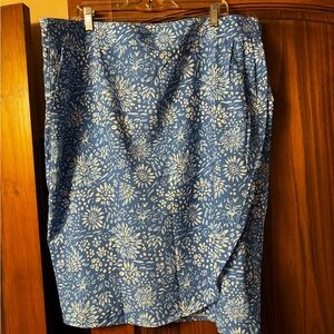 Blue Floral Midi Skirt - Women's Printed A-Line Skirt